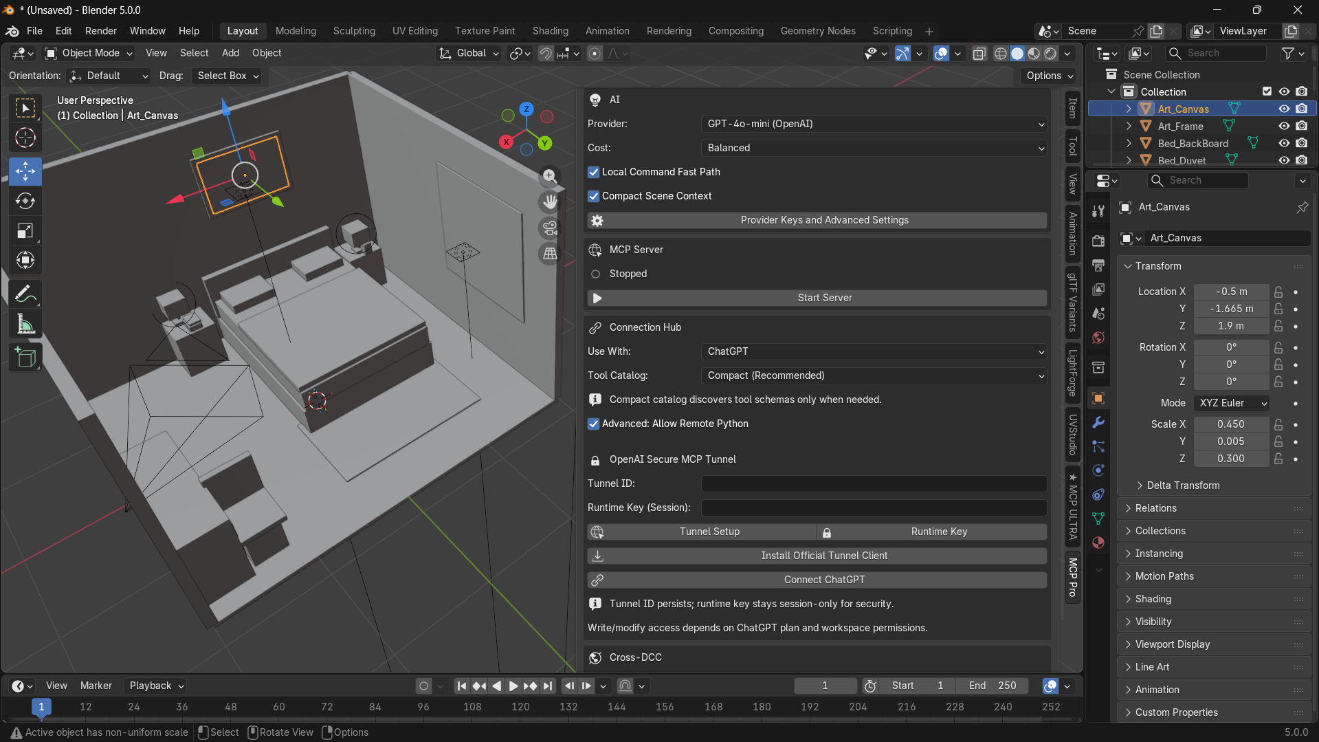 BlenderMCP Pro running inside Blender